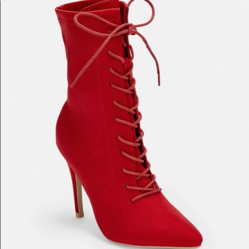 ❣️Pointed lace up heeled ankle sock boots ❣️